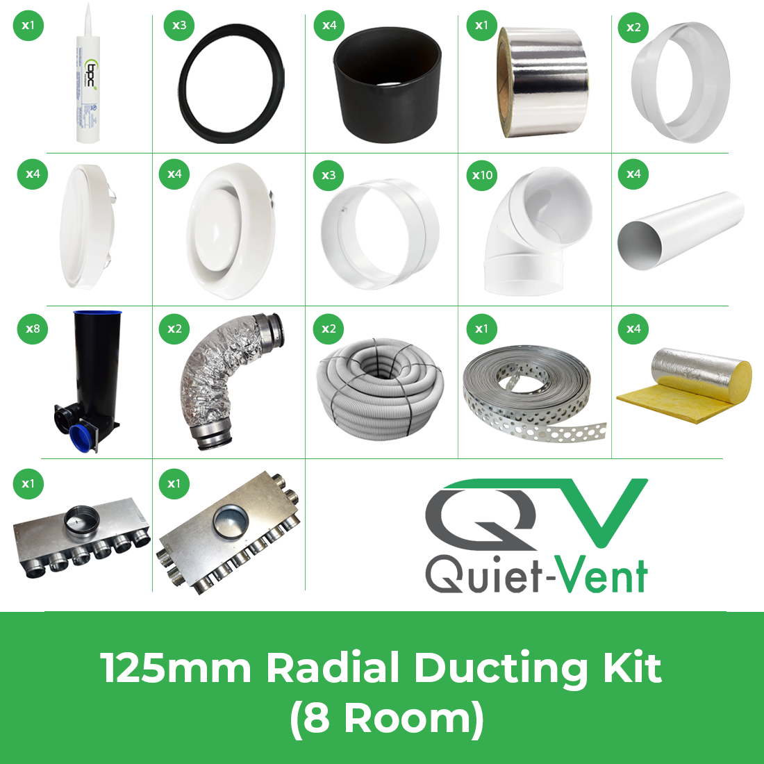 Quiet-Vent 125 8 Room Kit