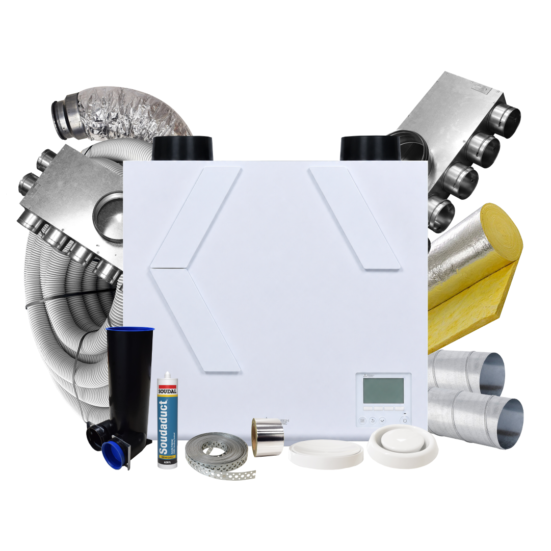 Mitsubishi Lossnay VL-500 (L) Residential MVHR - LEFT – 20 Room Complete MVHR Kit