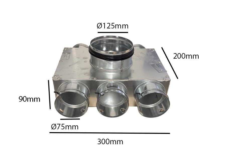 Quiet-Vent 6 Point 75mm Top Entry Distribution Box 125mm Spigot