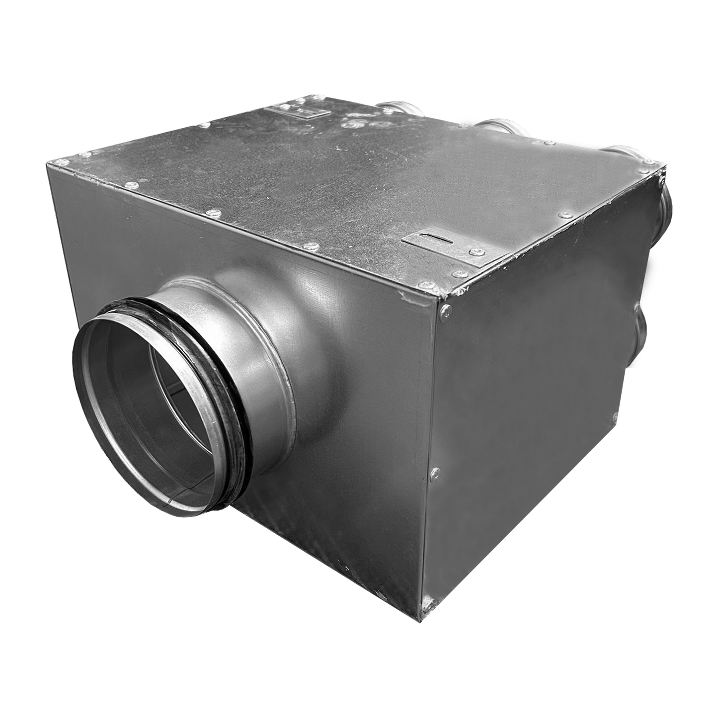 Quiet-Vent 6 Pt Rear Entry Distribution box -125 spigot (75mm) with 2 x blanking caps