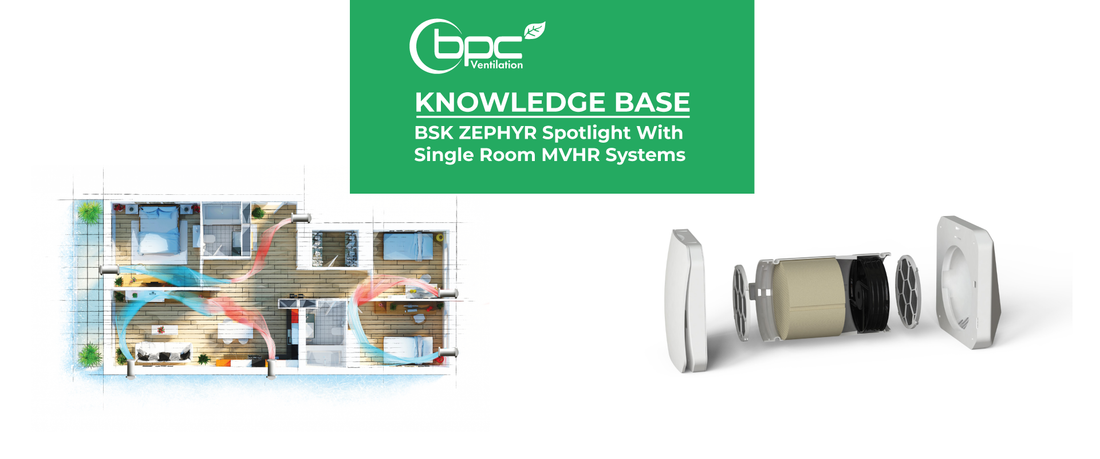 BSK Zephyr single room MVHR system providing heat recovery ventilation and fresh air for energy-efficient homes