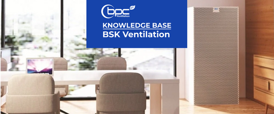 BSK Ventilation range of MVHR heat recovery systems providing energy-efficient mechanical ventilation solutions for homes and commercial buildings with improved indoor air quality, heat recovery efficiency and low-energy airflow performance