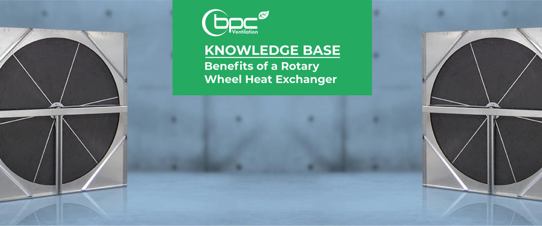 Rotary wheel heat exchanger in MVHR system transferring heat and moisture between exhaust and incoming air streams to improve energy efficiency, indoor air quality and thermal comfort in modern homes