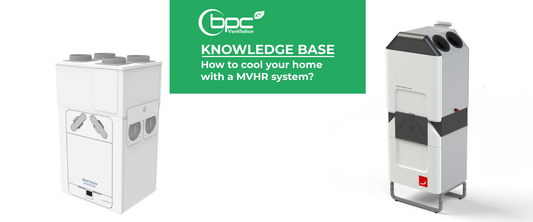 MVHR system cooling home using summer bypass and ventilation control to reduce overheating and improve indoor comfort and air quality