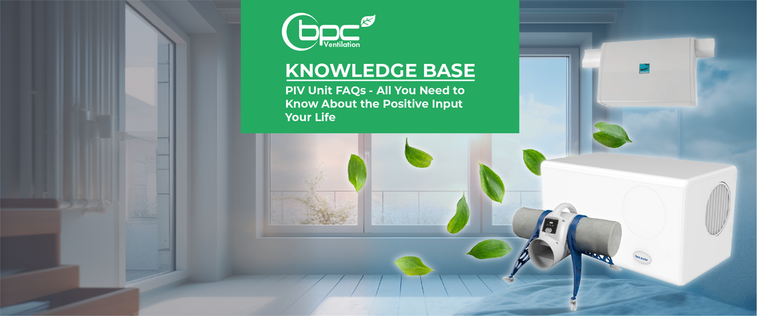Positive input ventilation unit supplying fresh filtered air to reduce condensation and improve indoor air quality in home