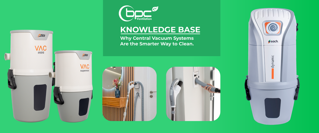 Central vacuum system removing dust and allergens for cleaner indoor air and healthier home