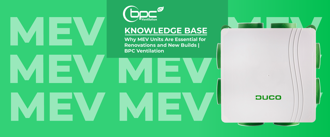 MEV ventilation unit in new build home removing moisture and improving indoor air quality