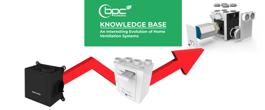 Evolution of home ventilation systems from natural airflow to modern MVHR heat recovery ventilation improving energy efficiency and indoor air quality in airtight homes