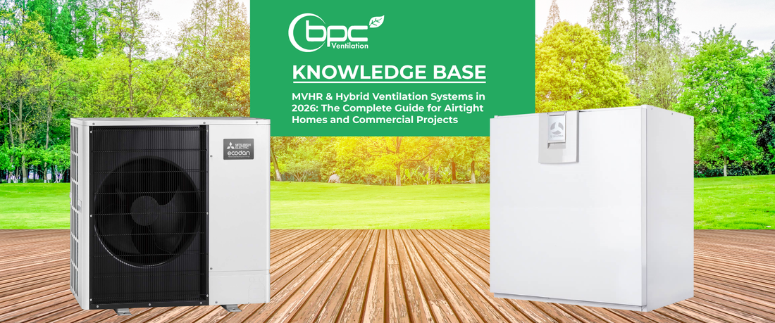 Hybrid ventilation system combining natural airflow and mechanical ventilation for energy efficient homes