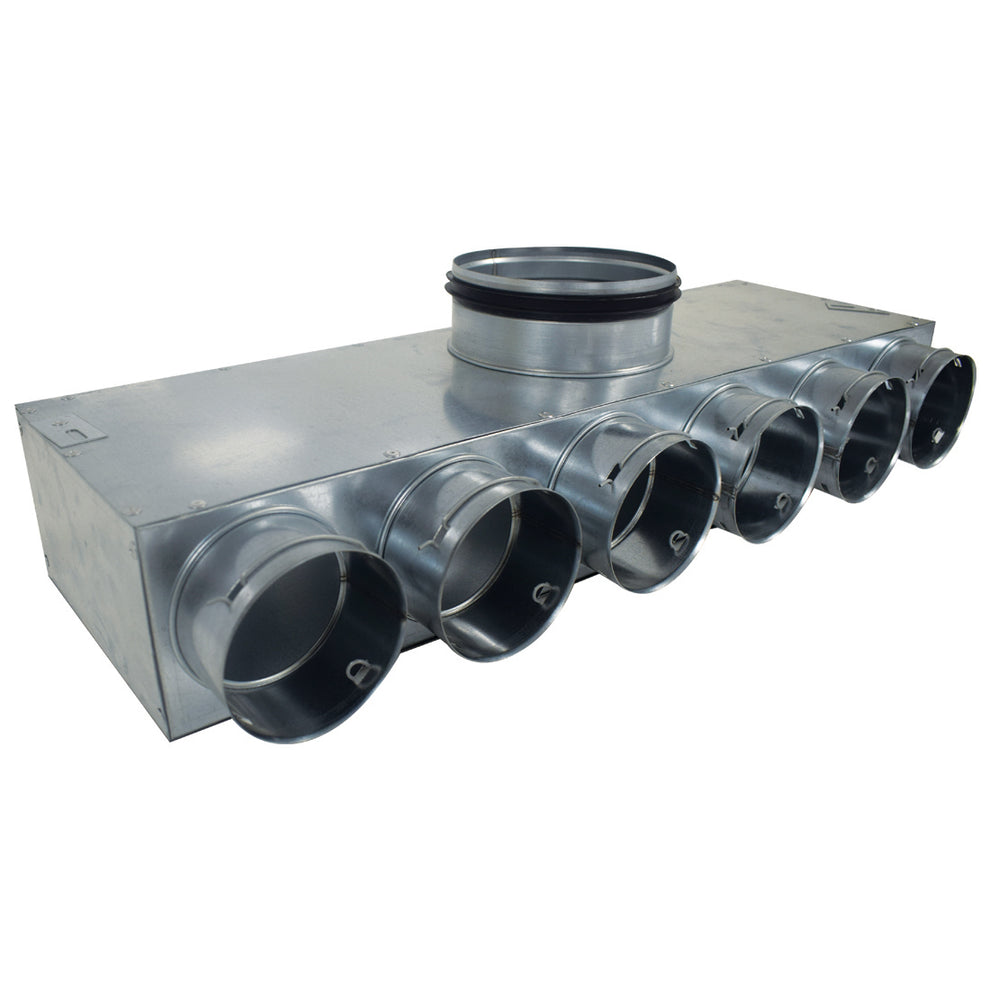 Quiet Vent 6 Point 90mm Top Entry Distribution Box 150mm Spigot BPC quiet-vent-6-point-90mm-top-entry-distribution-box-150mm-spigot-bpc