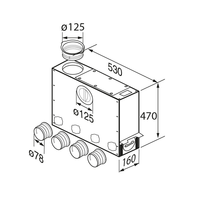 Airflow 5 Point Distribution box, round spigots