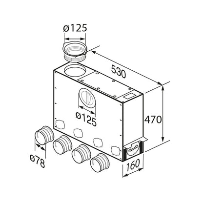 Airflow 5 Point Distribution box, round spigots