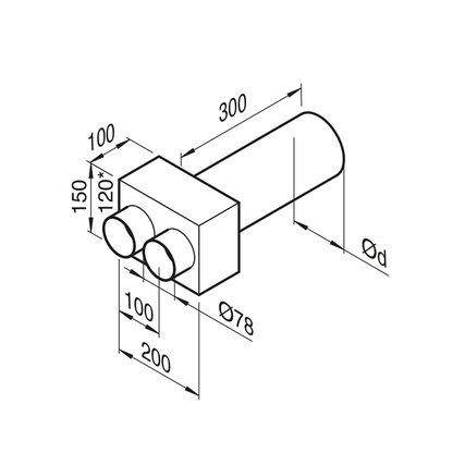 Airflow Straight Plenum 125-75mm