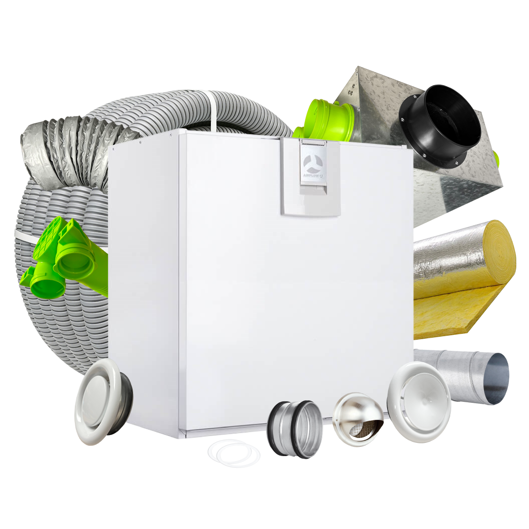 BPC Standard 12 Room MVHR Kit – Airflow Adroit DV110 EPH L with Integral CO2 Sensor