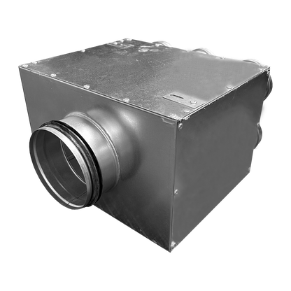 Quiet-Vent 6 Pt Rear Entry Distribution box -125 spigot (75mm) with 2 x blanking caps