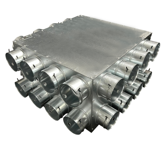 Quiet-Vent 24 pt Adjustable Distribution Box - 200 Spigot (75mm) with 6 x blanking caps