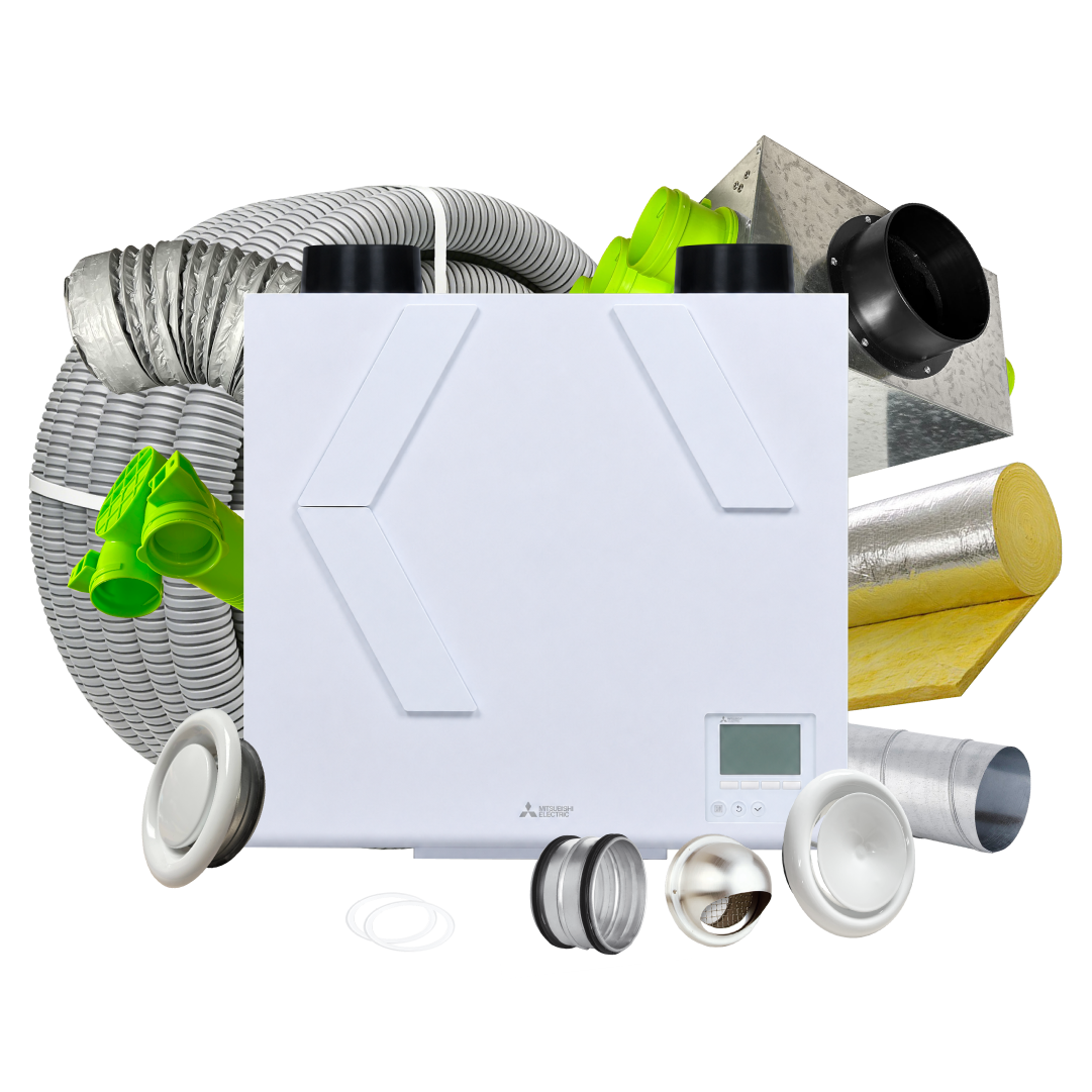 BPC Standard 12 Room MVHR Kit – Mitsubishi Lossnay VL-500 (R) Residential MVHR - RIGHT