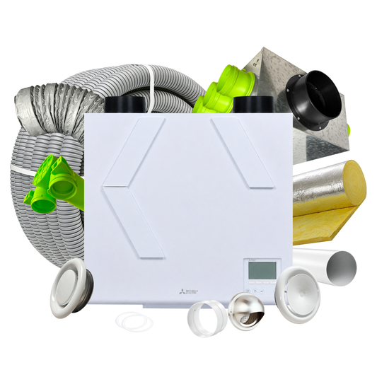 BPC Standard 10 Room MVHR Kit – Mitsubishi Lossnay VL-350 (L) Residential MVHR - LEFT