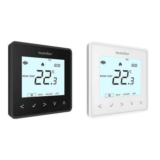Heatmiser neoStat 230V White thermostat with floor sensor cable and housing for underfloor heating systems