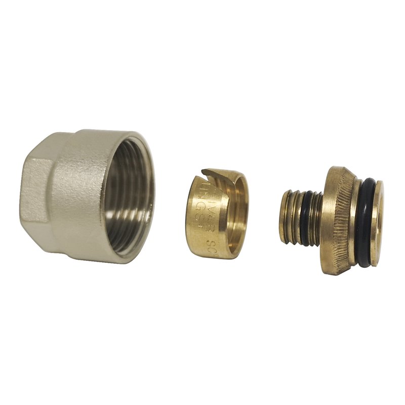 UFH EuroK 16 x 2mm ML PEX pipe fitting with nut olive and insert for underfloor heating manifold connections