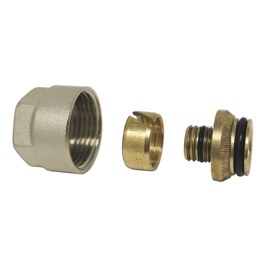 UFH EuroK 16 x 2mm ML PEX pipe fitting with nut olive and insert for underfloor heating manifold connections