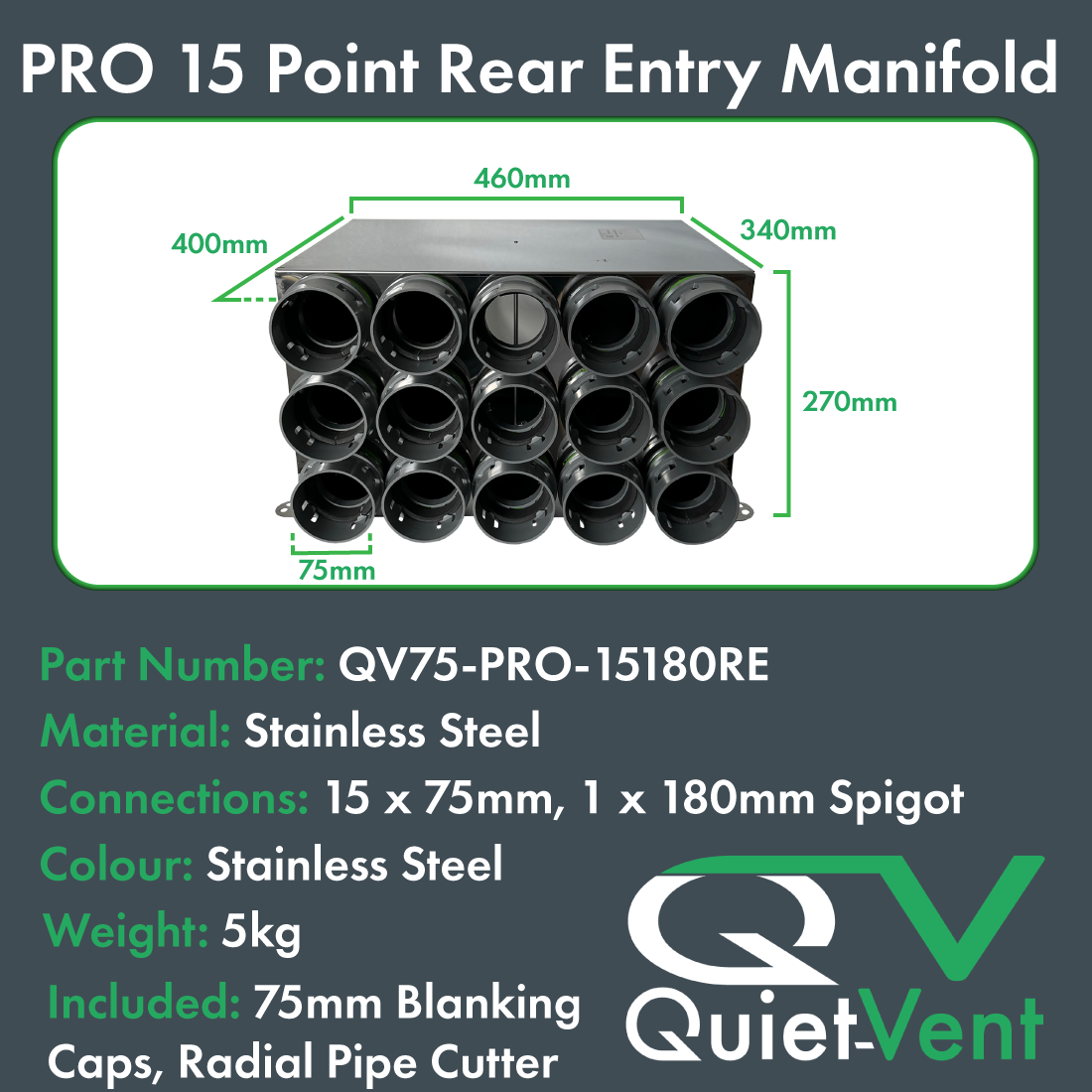 Quiet-Vent Pro 15 Point Rear Entry Distribution Box