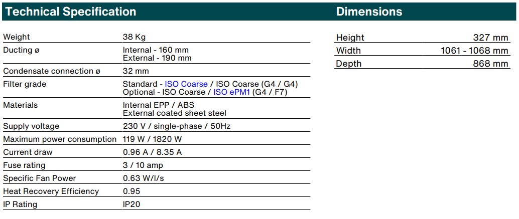 Zehnder ComfoAir Flex 350 MVHR with pre-heater