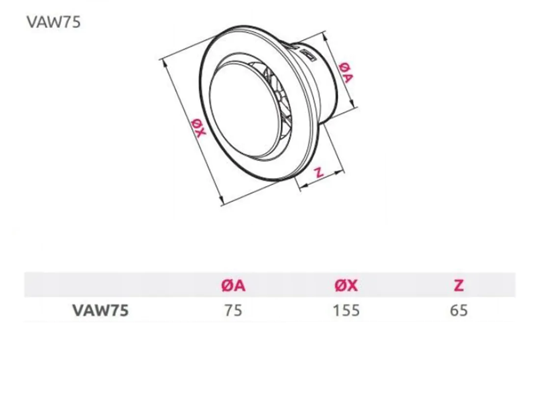 Awenta - 75mm radial Air Extract Valve