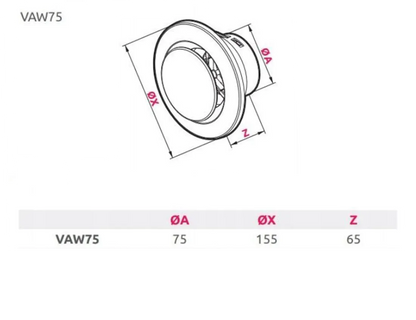 Awenta - 75mm radial Air Extract Valve